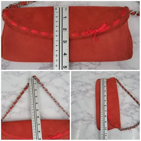 Banana Republic Y2K Red Suede Mini  Shoulder Bag or Clutch - Picture 9 of 13
